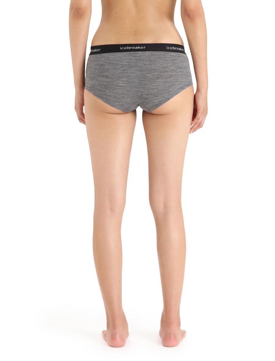 Gritstone Heather / Black Women's Icebreaker Merino Sprite Hot Pants Underwear | USA 1707NWYB